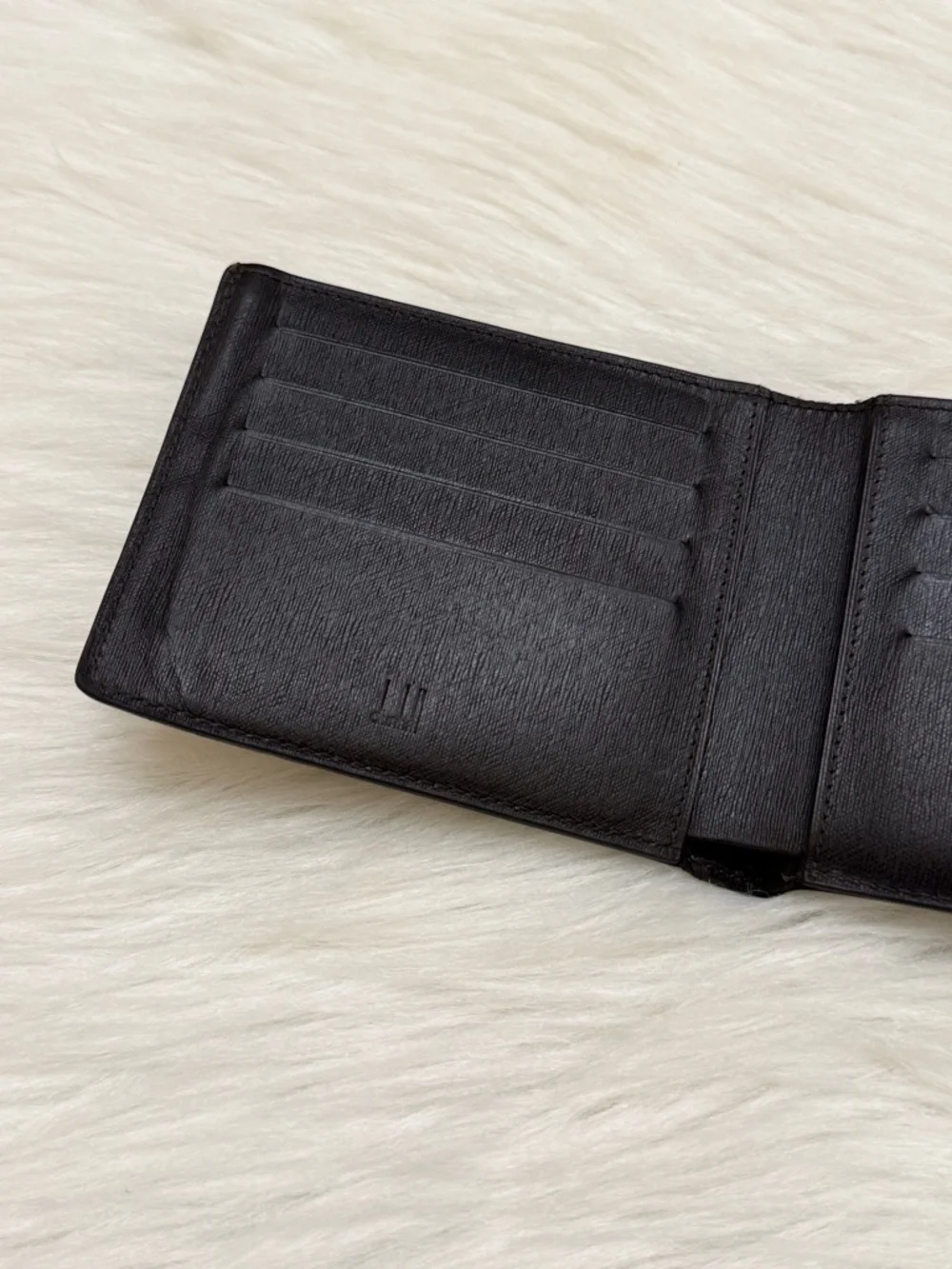 DUNHILL - BLACK SAFFIANO LEATHER MENS BIFOLD WALLET